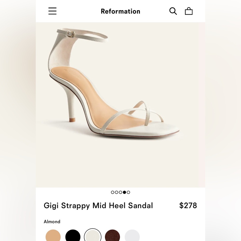 🔥NEW Reformation Gigi strappy mid heel sandal shoe in almond size 8.5.